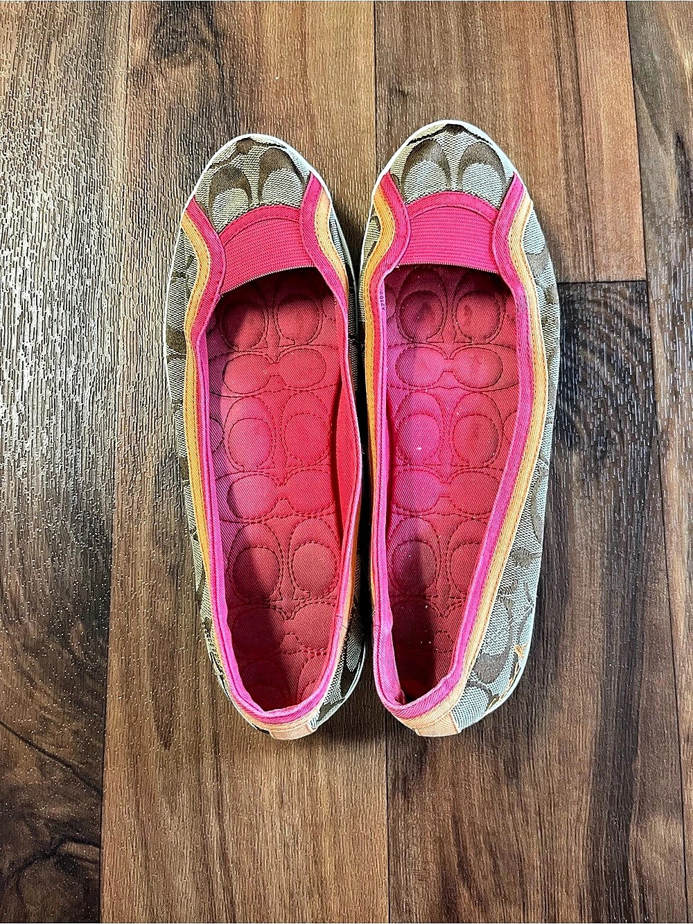 Coach Pink & Brown Flats